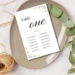 Wedding reception table numbers, wedding table number cards, rustic table numbers, minimalist wedding, printable table numbers
