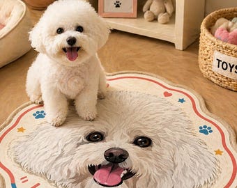 Tapete personalizado com retrato do seu pet, tapete personalizado com rosto de cachorro ou gato, tapete de desenho animado para animais de estimação, tapete personalizado com foto e nome, presente para amantes de animais de estimação, decoração para homenagem a animais de estimação.