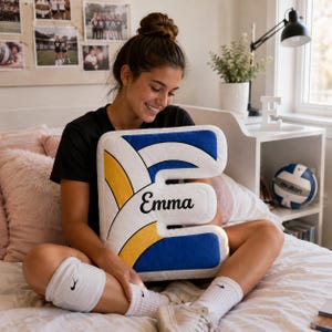 Personlig Volleyboll Bokstav Kudde Sammet Initial Kudde Idrottare Sovrumsdekor Lag Senior Gåva