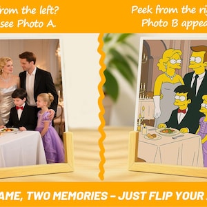 Simpson Style Lenticular Family Portrait Custom Cartoon Photo Frame Personalized Gift for Parents Kids Home Decor 3D Memory Keepsake Art