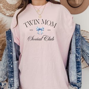 Comfort Colors® Twin Mama Social Club Shirt, New Mom Gift, Gift For Mom, Mothers Day Gift, Pregnancy Announcement Shirt, Twin Mom To Be gift