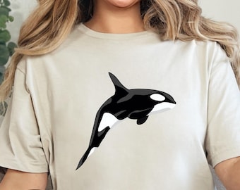 Camiseta con estampado de orca, camiseta de vida marina