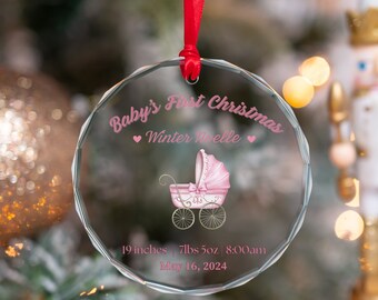 Crystal Glass Baby's First Christmas Ornament | Personalized Keepsake