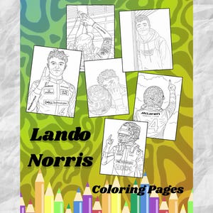 Lando Norris | Coloring Pages – 11 Printable F1 Driver Sheets | Formula 1 Digital Download | McLaren Inspired Art | Lando Norris | Formula 1