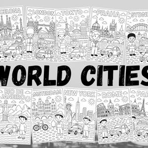 World Cities Coloring Pages for Kids – Printable Landmark Travel Coloring Sheets – Educational Geography Activity for Homeschool & Classroom