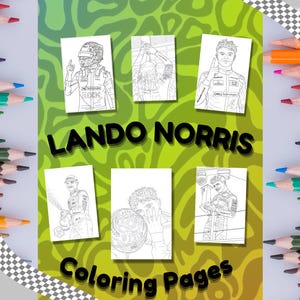 Lando Norris Coloring Pages – 11 Printable F1 Driver Sheets | Formula 1 Digital Download | McLaren Inspired Art | Lando Norris | Formula 1 |