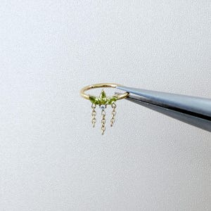 Aro de acero inoxidable de 16 g y 10 mm con borla de circonitas cúbicas musgosas, hipoalergénico, para piercing de hélice y cartílago.