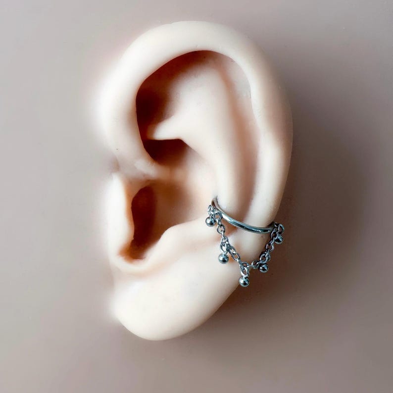 16g 8mm 10mm Stainless Steel Tiny Beaded Chain Hoop, Conch Hoop, Conch ...
