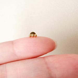 16g Tiny Threaded Implant Grade F136 Titanium 3 Bead CZ Dangle Labret, Helix Stud, Conch Piercing Flat Back Hypoallergenic