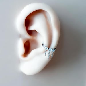 Créoles en acier inoxydable 16 g, diamants délicats CZ, anneau de piercing pour conque hypoallergénique, chaîne de conque, cerceaux hélicoïdaux, piercing au cartilage