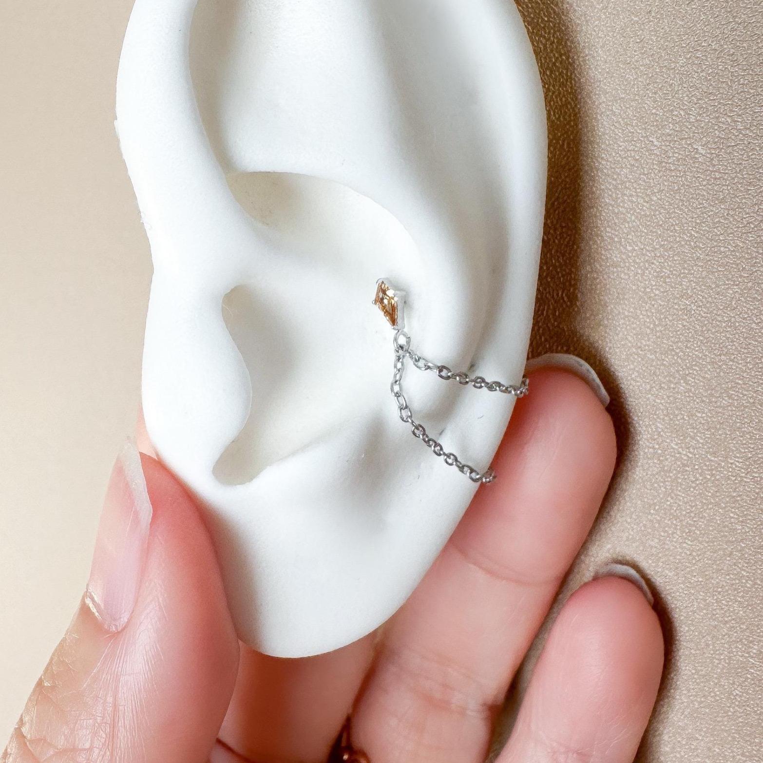 Helix Alignment Pin Dainty 16g 18g Push Pin Implant Grade Titanium Hypoallergenic Chain ...