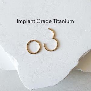 F136 Implant Grade Gold PVD Plated Solid Titanium HINGED Segment Nose Ring Clicker, Daith Hoop, 20G, 18G, 16G, 14G