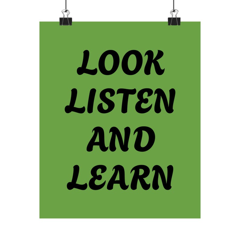 Vertical Poster, Look Listen and Learn Classroom Decor, Educational ...
