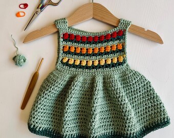 Crochet PATTERN: Flower Field Dress, Sizes 0-10 Years (English PDF)