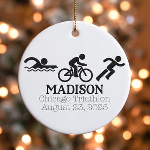 CUSTOM Team Triathlon Christmas Ornament, Personalized Triathlon Crew Xmas Ornaments, Triathlete Race Gift Swim Bike Run Gift for Triathlete
