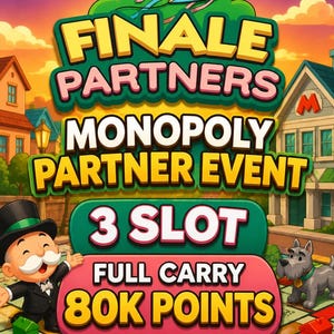 Evento finale dei partner di Monopoly Go, Full Carry 80K punti (3 slot)