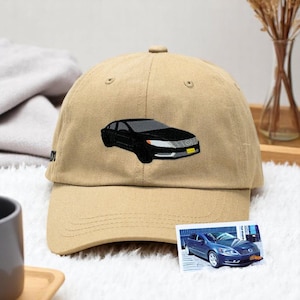 車の写真を使ったカスタムフルダッドキャップカー、車好きへのギフト、刺繍入り車の写真ポートレートキャップ、車ポートレートハット、クラシックカーギフト