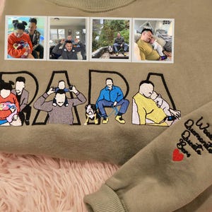 Dad Portrait Custom Embroidered Hoodie, Custom PAPA Photo Embroidery Sweatshirt, Custom Dad Hoodie, Memorial Shirt Gifts For Dad