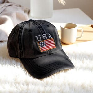 Chapeau drapeau américain brodé : casquette de baseball américaine vintage