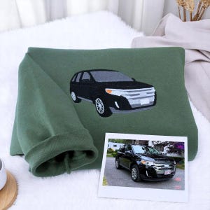 車のポートレートが刺繍されたお父さん用スウェットシャツ、娘からの刺繍入りお父さん用クルーネック、車のポートレートシャツ、クラシックカーギフト、新米パパへのギフト