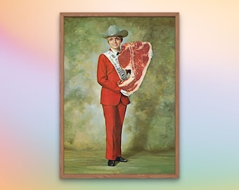 Glamorous Miss Beef ART PRINT - Funny Retro Collage - Fine Art Giclee - Kitschy Vintage Decor