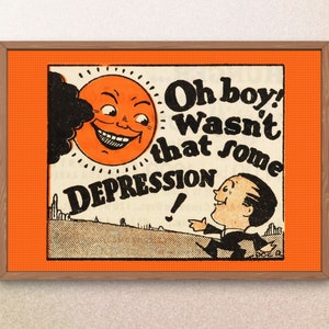 Oh Boy, Depression! ART PRINT - Vintage Ad Illustration - Funny Mental Health Decor - Fine Art Giclee - 1930s Graphic Cartoon