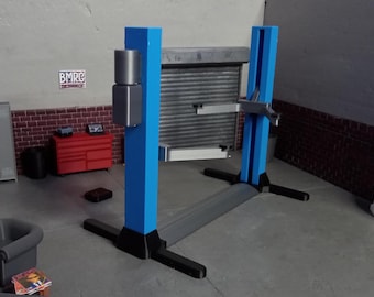 Elevador de dos columnas a escala detallada