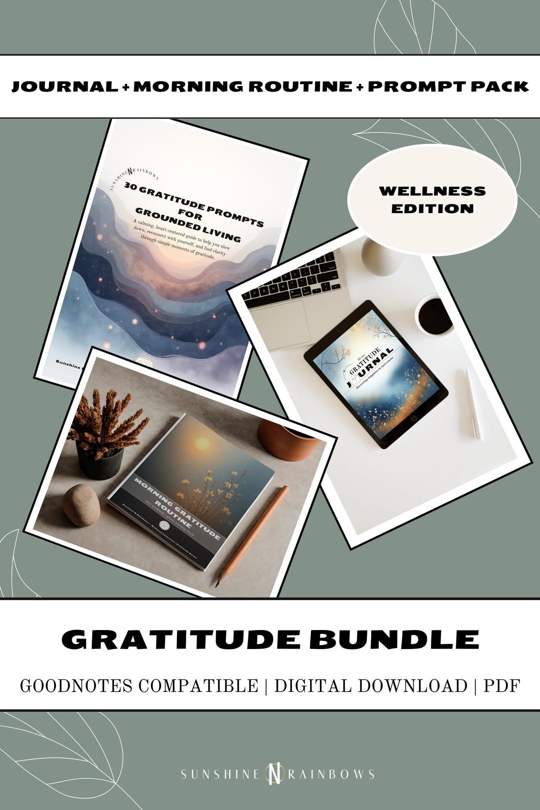 Gratitude Bundle | 30-day Journal + Morning Routine + 30 Prompt Pack ...
