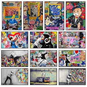 ポップアートストリートグラフィティスタイルウォールポスターモダンファッションホームルーム装飾キャンバス絵画壁画コレクションプリントアートワーク説明を読む