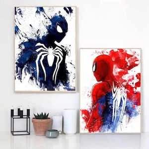 Pósteres en lienzo de superhéroes de SpiderMan con acuarela de la película Marvel, arte moderno para pared del hogar, pintura impresa, imagen para decoración de habitación (Lea la descripción)