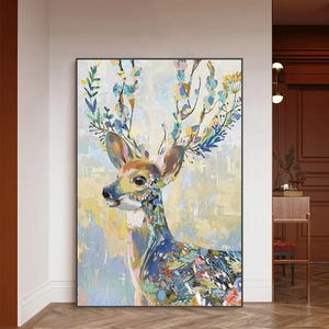 Aquarell Sika Deer Nordischen Stil Kunst Leinwand Malerei Moderne Wand Kunst Dekoration Wandbild Bilder (Lesen Sie die Beschreibung)