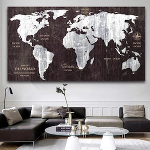 Vintage Metal Style Weltkarte Wandkunst Poster Moderne Exquisite Haus Zimmer Dekor Leinwand Gemälde Wandbild Bild (Lesen Sie die Beschreibung)