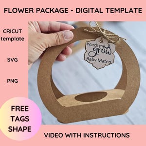 Modelo de caixa de embalagem de flores | SVG e PNG para Cricut | Caixa de presente DIY | Chá de bebê, lembrancinhas, presentes de aniversário