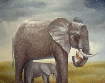 8x10" Isabella and The Elephants ,Giclee Print