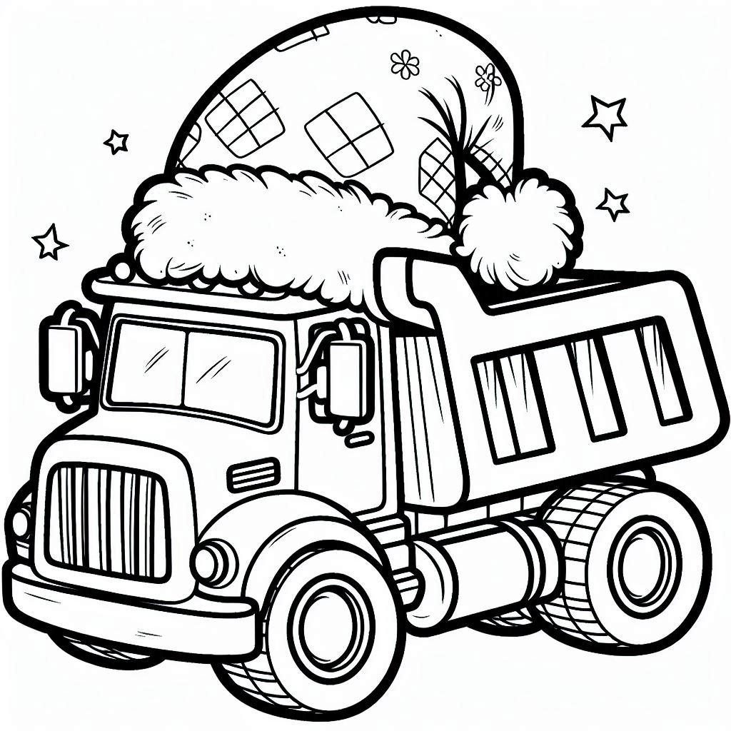 Dump Truck Christmas Colouring Sheet - Etsy