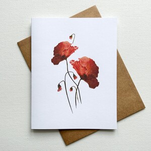 Red Poppies Grußkarte - innen blanko - handgemacht in Pennsylvania