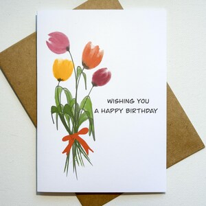 Grußkarte mit Tulpen-Motiv - innen leer - handgemacht in Pennsylvania