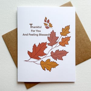 "Herbstblätter ""Thankful for you and feelblüten gesegnet"" Grußkarte - innen leer - handgemacht in Pennsylvania."