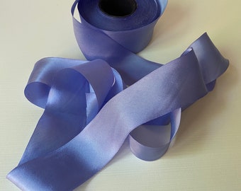 1.5" LAVENDER  Hand Painted Ribbon Hanah SILK Satin Wisteria  2 + yards