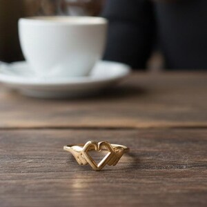 14k Gold Hamsa Heart Ring – Sterling Silver Open Ring