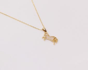 14K Gold Plated Horse Necklace: Delicate Animal Charm Jewelry