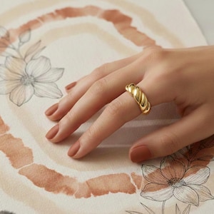 14k Gold Twisted Ring: Handmade Dome Statement Ring