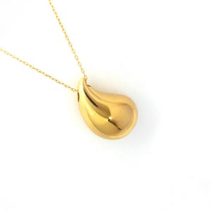 Simple Drop Necklace,18K Real Gold Teardrop Necklace,Liquid Drop Necklace,18K Gold Plated,Birthday Gift for Her,Minimalist Dainty Jewelry,