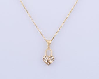 Custom Initial Padlock Necklace, 14k Gold Plated Paperclip Chain, Anniversary Gift
