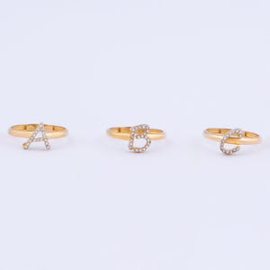 Anillo con letras, anillo conmemorativo, anillo de plata esterlina para ella, anillo con letras personalizado, anillo delicado, anillo de plata con el alfabeto, regalo para él, personalizado