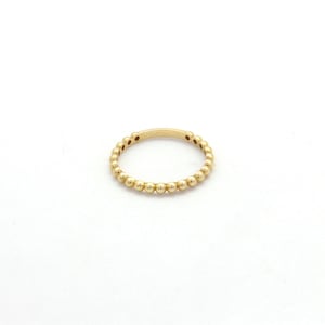 14k Solid Gold Bead Ring: Dainty Stacking Band