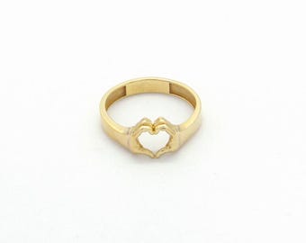 Handmade Heart Ring: 14k Gold Plated Silver Hug Ring