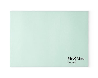 Mr & Mrs Est. 2026 Glass Cutting Board | Mint Personalized Kitchen Decor