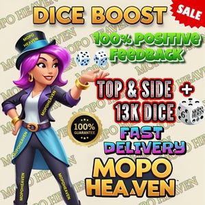Finition Mopo Go sur le dessus et sur les côtés à un prix incroyable + dés supplémentaires de 13 carats !