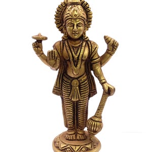 Large Brass Narayan Statue 3918 ct 175x100x30mm| Vishnu Lakshmi Idol | Standing Narayana Sculpture for Home Temple & Puja